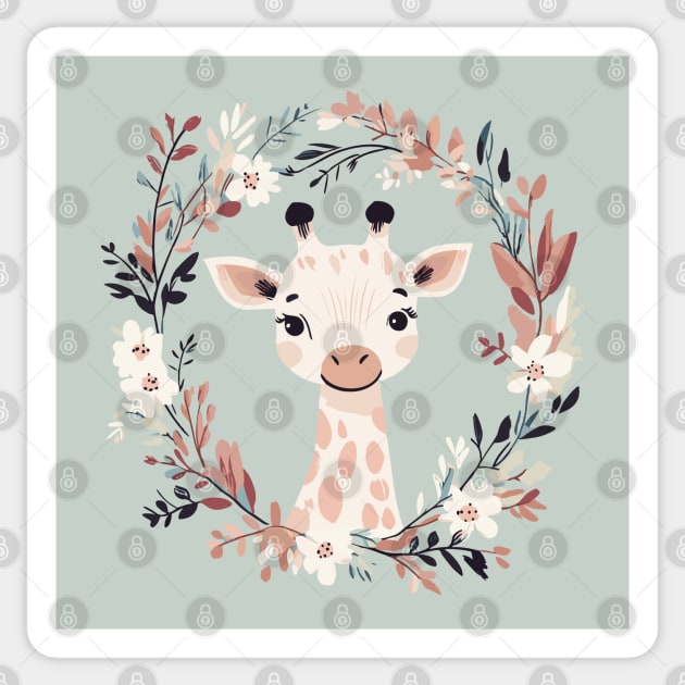 Boho Kawaii Giraffe – Adorable Safari Animal Aesthetic Sticker by TuncGK